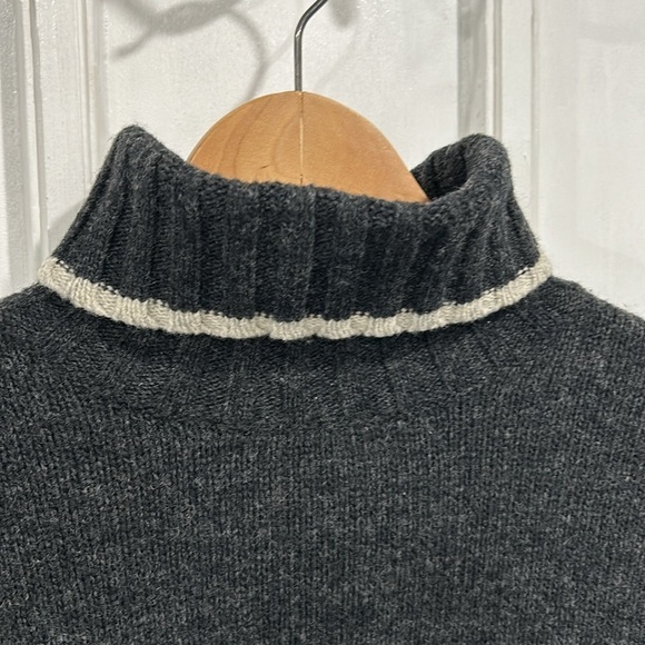 Vintage 80s 90s LT Sport Pure New Wool Gray Fair Isle Turtleneck Sweater - M - Picture 3 of 9